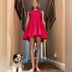 Parker Vibrant Red Textured Sleeveless dress